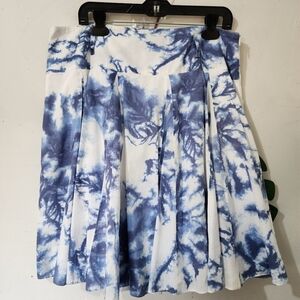 INC International Concepts Blue White Tie Dye Pleated Skirt1